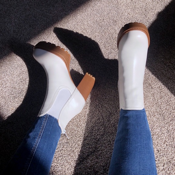 Shoes - White platform booties. Boutique item. Even more beautiful in person.